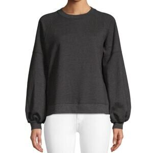 Pure Navy Women's Gray Long Balloon Sleeve Crew Neck Sweatshirt Size S